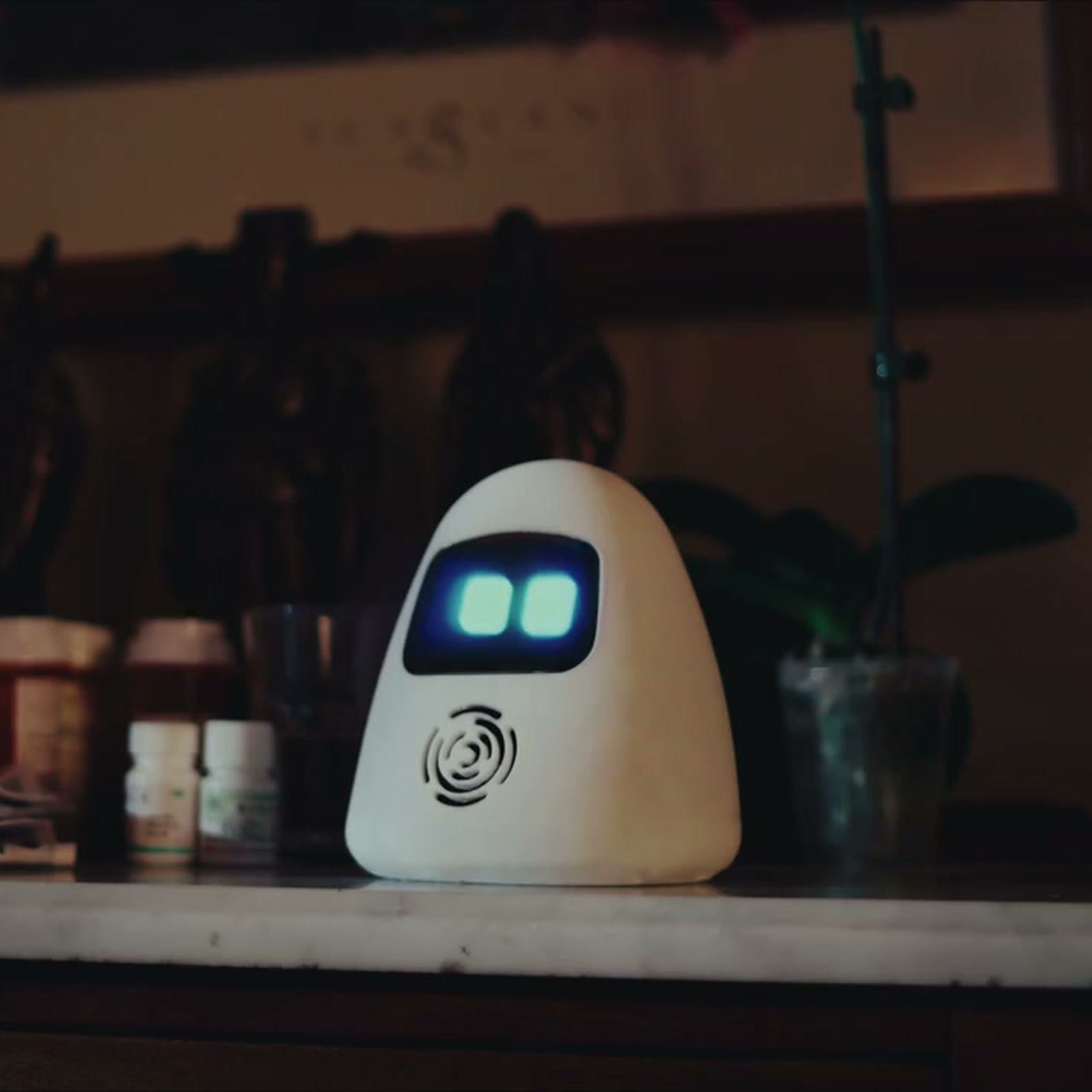 Sam beside medicine bottles, from the finished Sam film