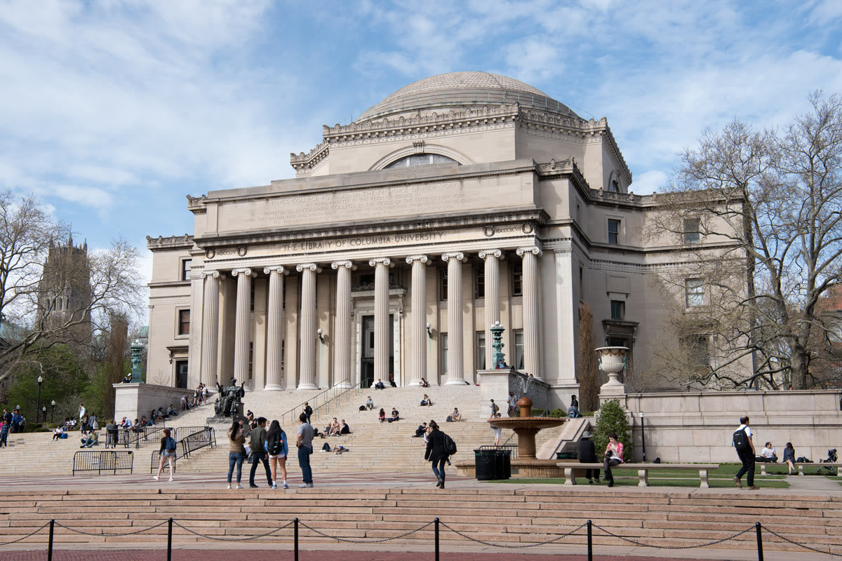 Low Library and the steps at Columbia University in New York.
